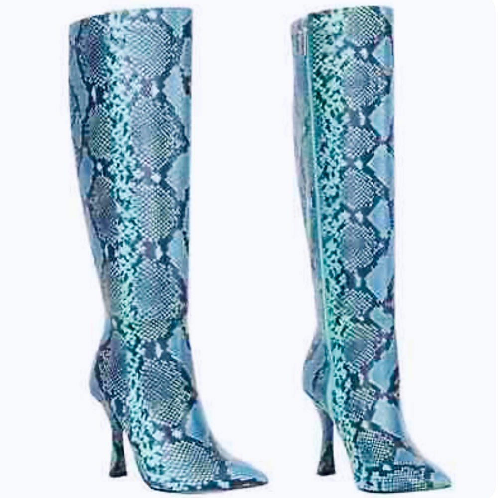 Gianni Bini Lennoxe Snake Print Leather Tall Boots. Size 6.5 (NWT)